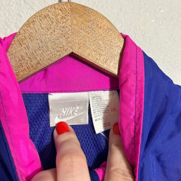 VTG 80s Nike Windbreaker Jacket S Silver Tag Color Block Full-Zip - Picture 7 of 10